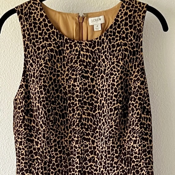 J.Crew Sleeveless Leopard Animal Print Cotton Sheath Dress Size 4 - Picture 5 of 14